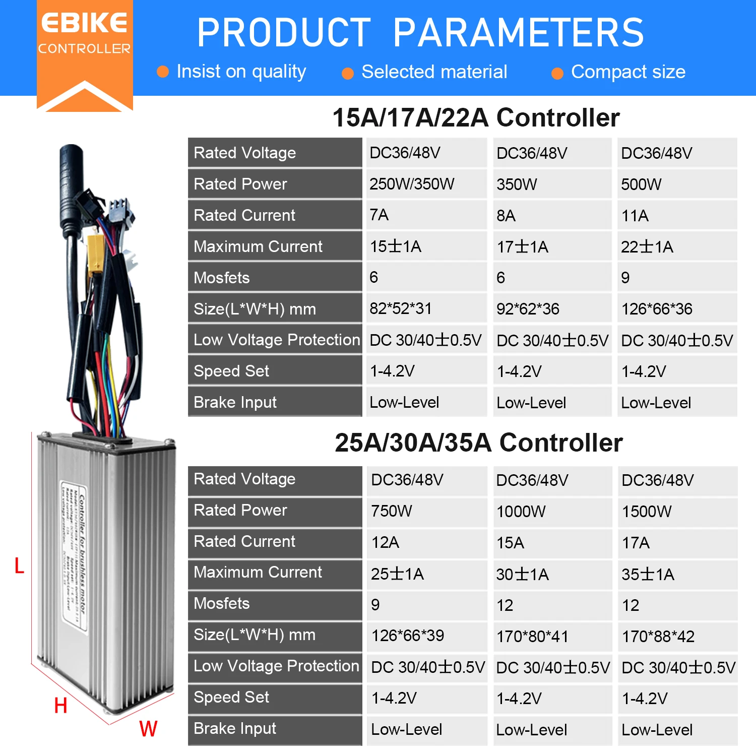 36V 48V KT Electric Bike Sine Wave Brushless Motor Controller 250W-1500W With TF01U Display and PAS and Throttle For E-Scooter