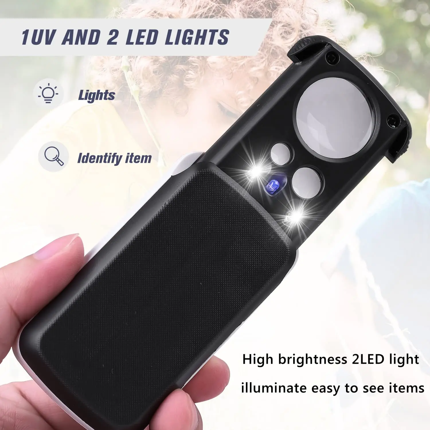 Imagem -03 - Lupa de Jóias com Luz uv Led Lupa de Bolso Deslizante Lente Óptica para Moedas e Selos de Diamantes 30x 60x 90x