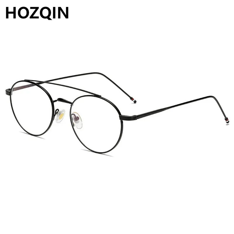 

New Fashion Women Retro literary Round Alloy Double Bridge Anti Blue Myopia Glasses Men Nearsighted Prescription Spectacles 0~-6