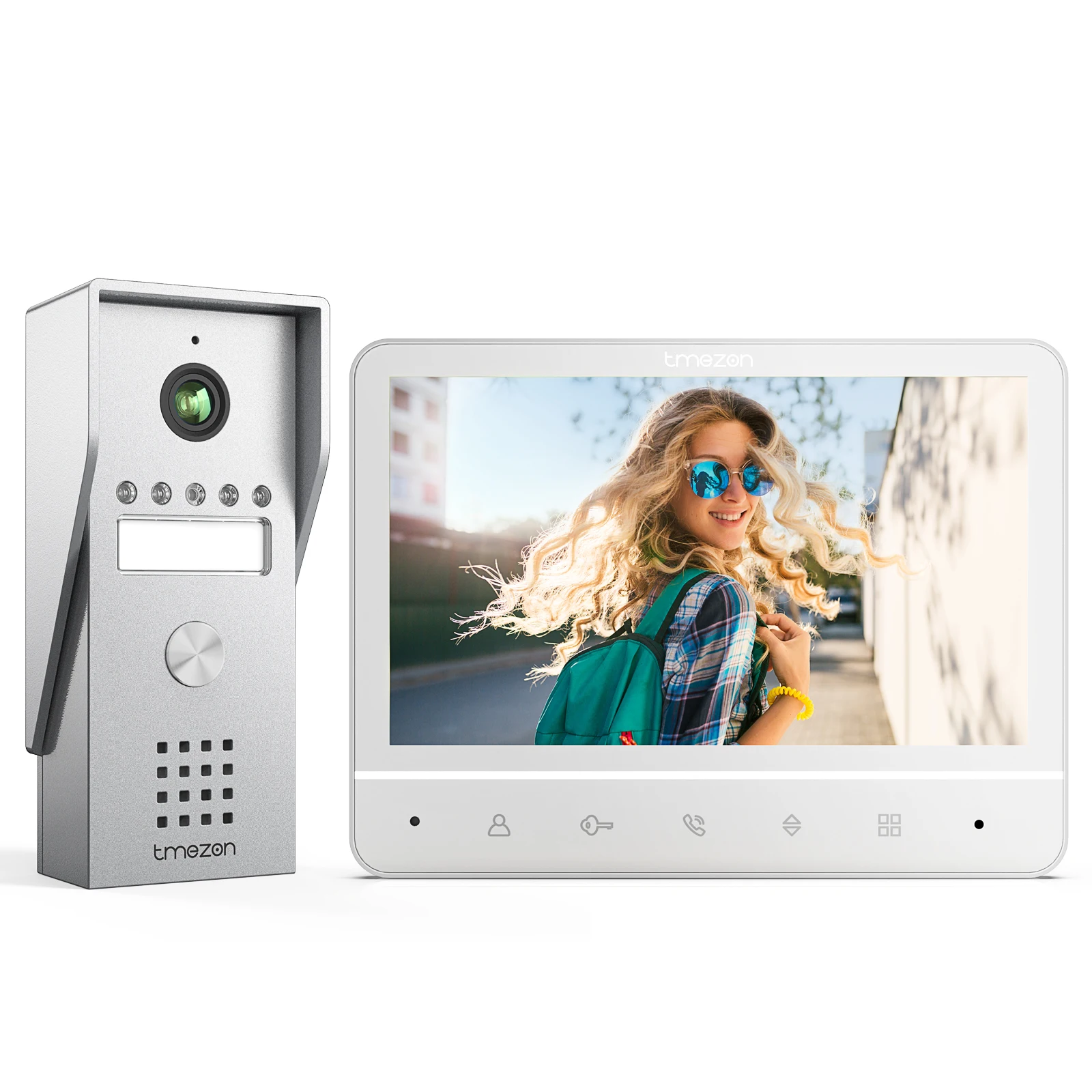 TMEZON Video Doorphone 4-Wire,Intercom with Doorbell, Doorphone with Camera,7\