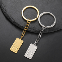 Dreamtimes Simple Domino Dangle Stainless Steel Metal Square Keychain for Women Men New Classic Jewelry Gifts