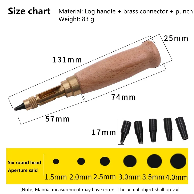 Hole Punch Screw Removable Book Drill Auto With 6 Size Tip 1.5-4mm Automatic Belts Screw Punch Leather Tools