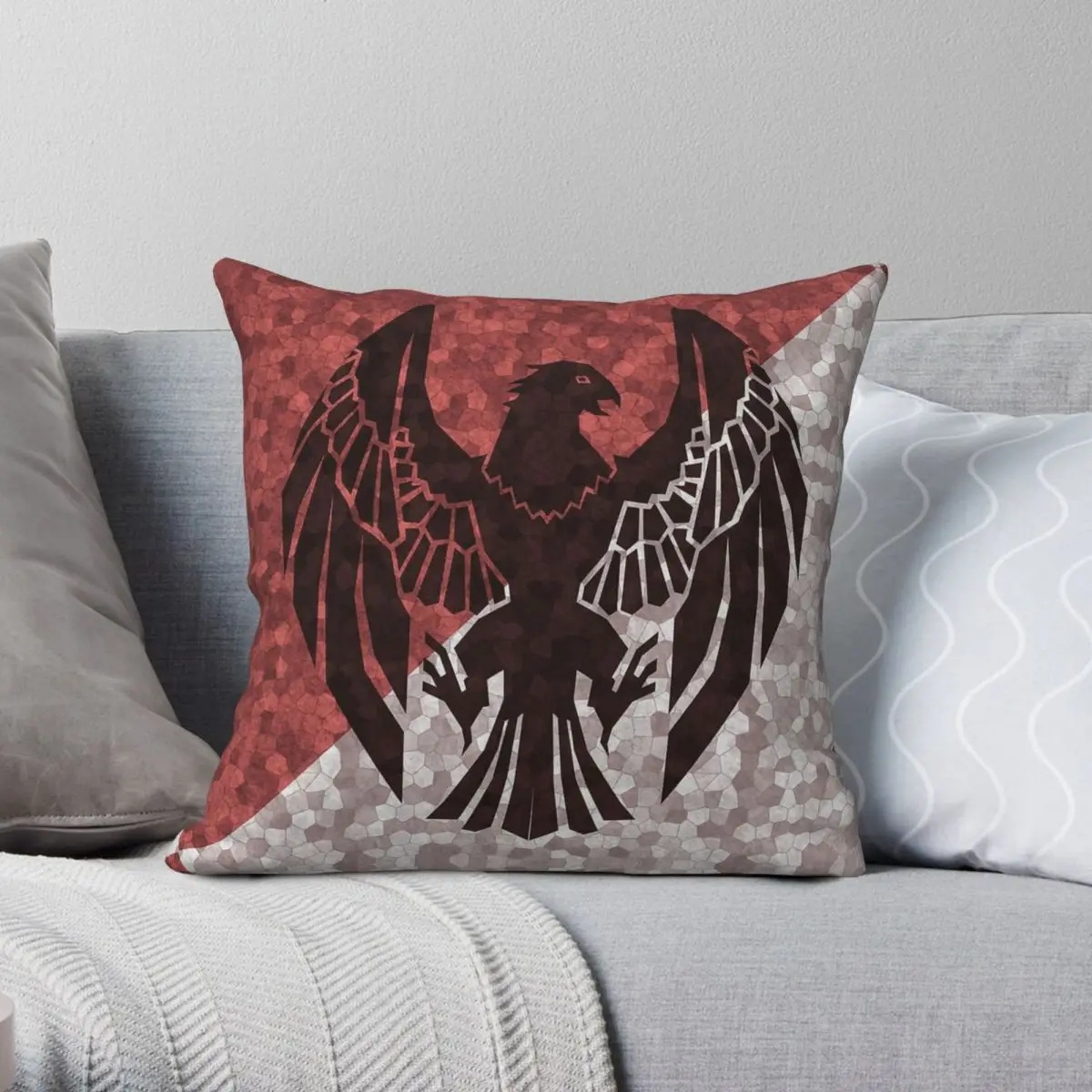 Black Eagles Flat Fire Emblem Square Pillowcase Polyester Linen Velvet Printed Zip Decor Pillow Case Sofa Cushion Cover 18