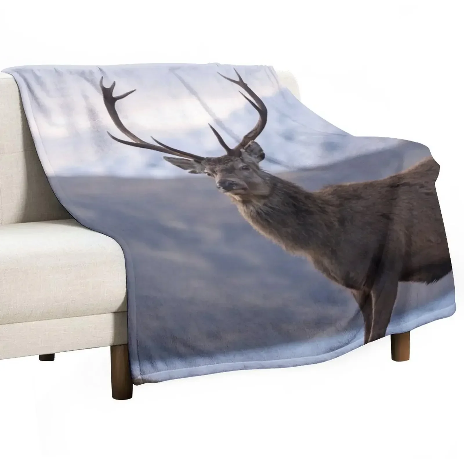 Red Deer Stag in Highland Scotland Throw Blanket warm winter Thermals For Travel Blankets