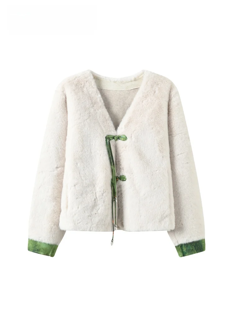 

plus Size Fce Lined V-Ne Knitwear Women's Warm Cozy Top Spring Faion Slimming Chinese Sle Regular Sve Length