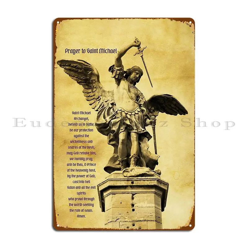 Saint Michael St Michael The Archangel Archangel Metal Plaque Bar Living Room Create Retro Wall Mural Tin Sign Poster