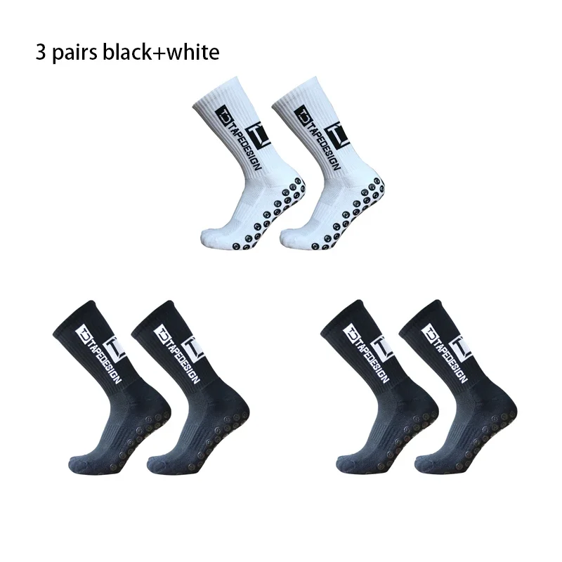 3Pairs/Lot 2023 New ANTI SLIP Tapedesign Football Socks Mid Calf Non-Slip Soccer Sport Cycling Sports Mens Sock EU38-45