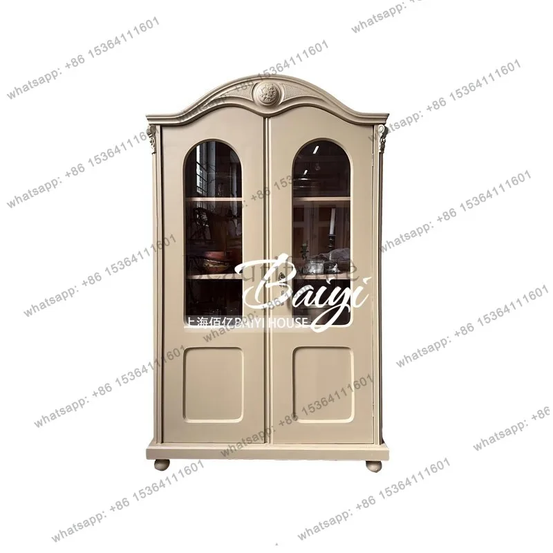 

Французский ретро-шкаф из массива дерева для гостиной, высокий, с резьбой, настенный, для хранения, разделительный, для столовой, витрина