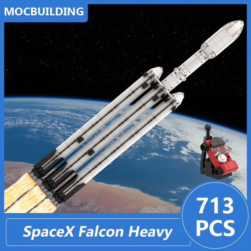 SpaceX Falcon Heavy 1:110 Scale Model Moc Building Blocks Diy Assemble Bricks Space Educational Creative Display Toys Xmas Gifts