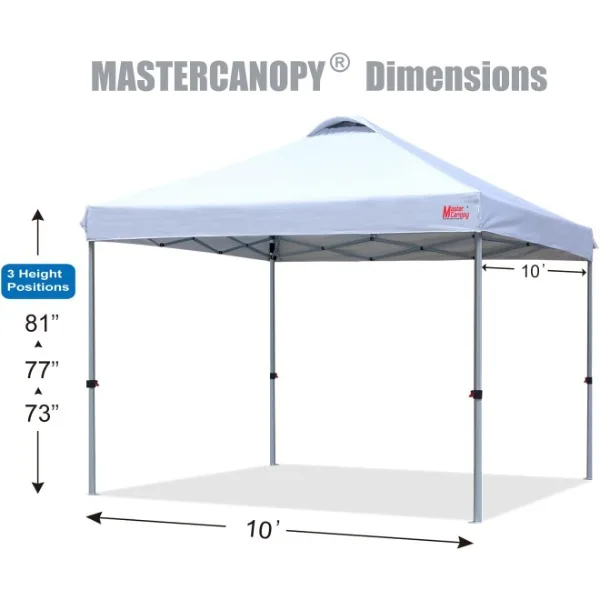 MASTERCANOPY Durable Pop-up Canopy Tent with Roller Bag (10x10, White)