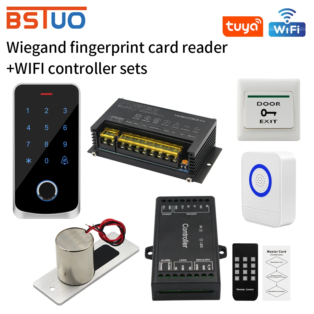 Wiegand Controller With Fingerprint Reader Kit Access Control Sets Support WIFI Tuya App 13.56Mhz Card Reader Temporary Password