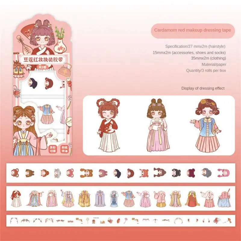 Antique Girl Durable High Quality Easy To Use And Remove Vibrant And Eye-catching Design Colored Diary Washi