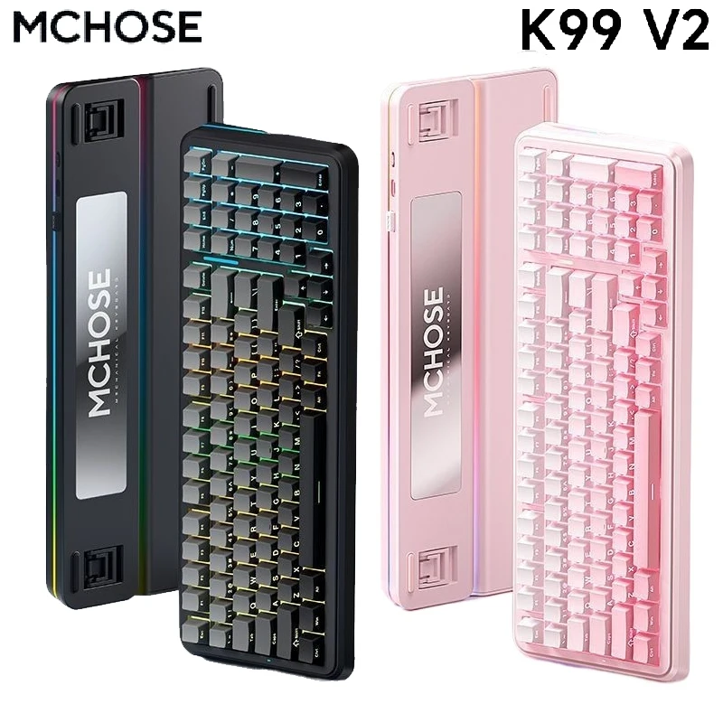 

Механическая клавиатура MCHOSE K99 V2, трехрежимная беспроводная связь Bluetooth 2,4G RGB с возможностью горячей замены, 98% раскладки, большая прокладка батареи, игровая клавиатура