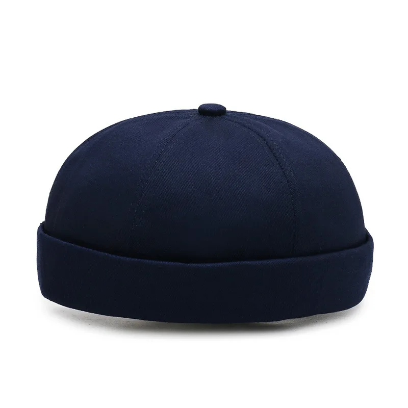 Unisex Retro Docker Sailor Cap Brimless Cotton Skullies Hats Street Fashion Solid Color Adjustable Hip Hop Short Thread Caps