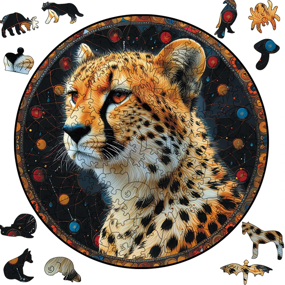 Cheetah Wooden Puzzle Animals Wood Montessori Educational Toys Children Animal Wooden Puzzles Assembling Model Kit Brain Trainer