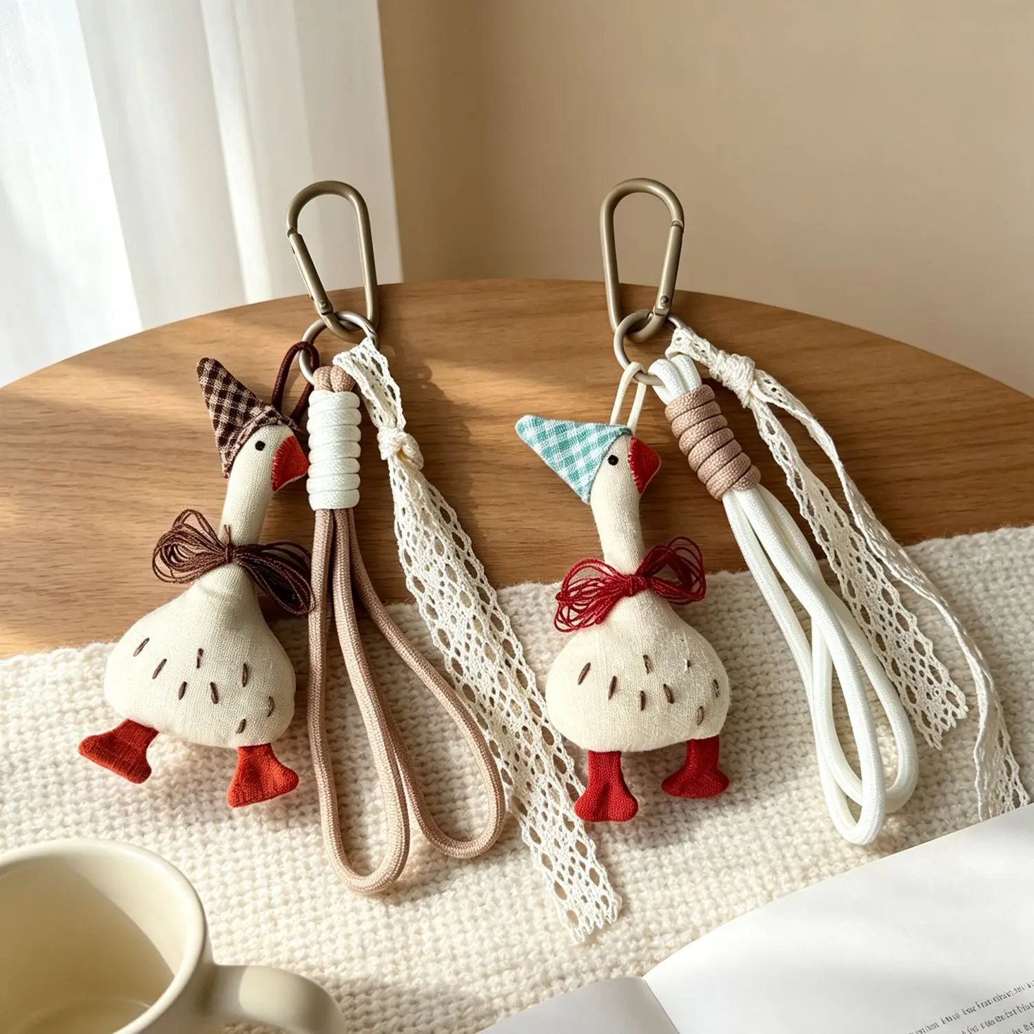 Cute Hooded Goose Stuffed Charm Keychain Lanyard for Backpack Purse Adorable Plush Soft Lightweight Portable School