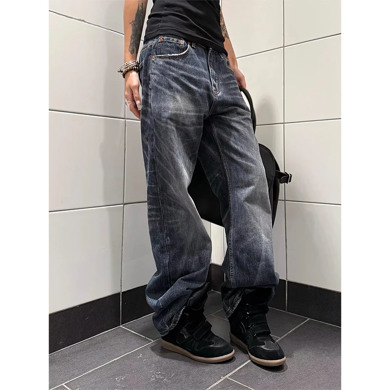 Autumn Women Tomboy Dark Academia Baggy Blue Jean Japanese Abi Y2K 2000s Streetwear Harajuku Wide Leg Denim Pants Grunge