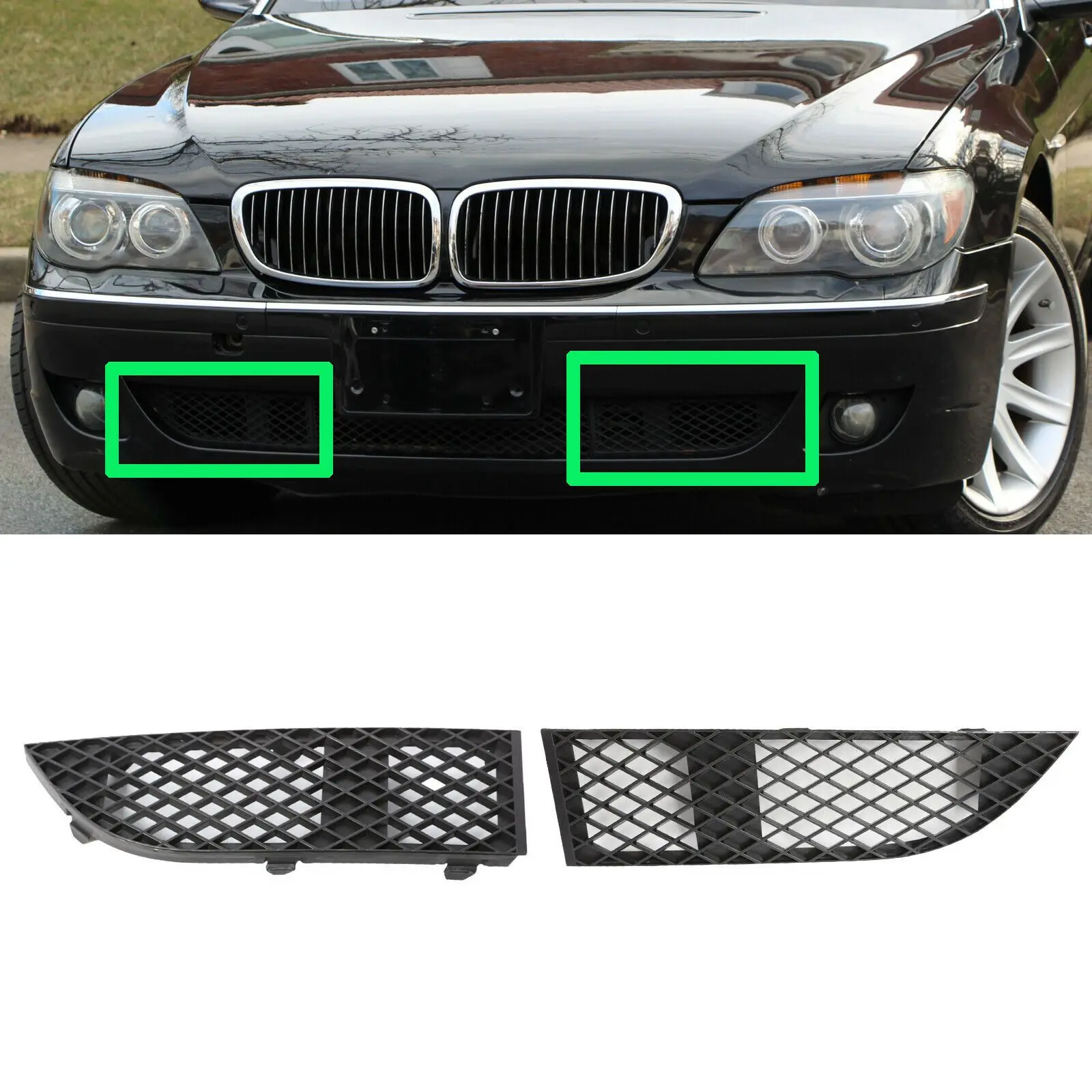 Front Bumper Lateral Grill Grille Pair for -BMW 7 Series E65 E66 LCI 2005-2008 51117135573 51117135563