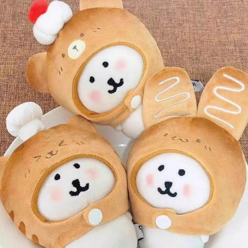 

Kawai Rilakkuma Relaxed Bear Headgear 10cm Cotton Doll Pendant Jewelry Replacement Hooded Bear Kitten Headgear Doll New