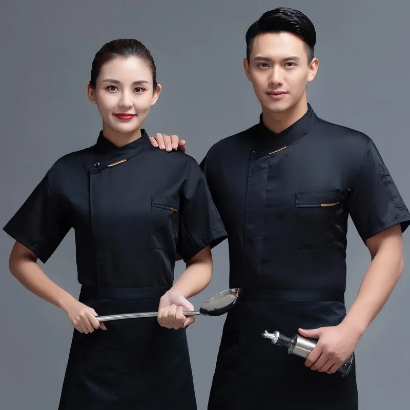 Wholesale Chef Uniform Short-Sleeved Summer Thin Chinese Restaurant Kitchen Work Clothes Large Size Cake Shop