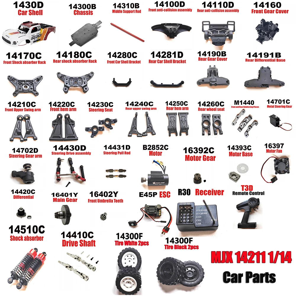 

MJX 14211 1/14 RC Short Truck Upgrade Parts Car Shell Anti-collision Steering Pull Rod Swing Arm Off-road Vehicle Parts 1