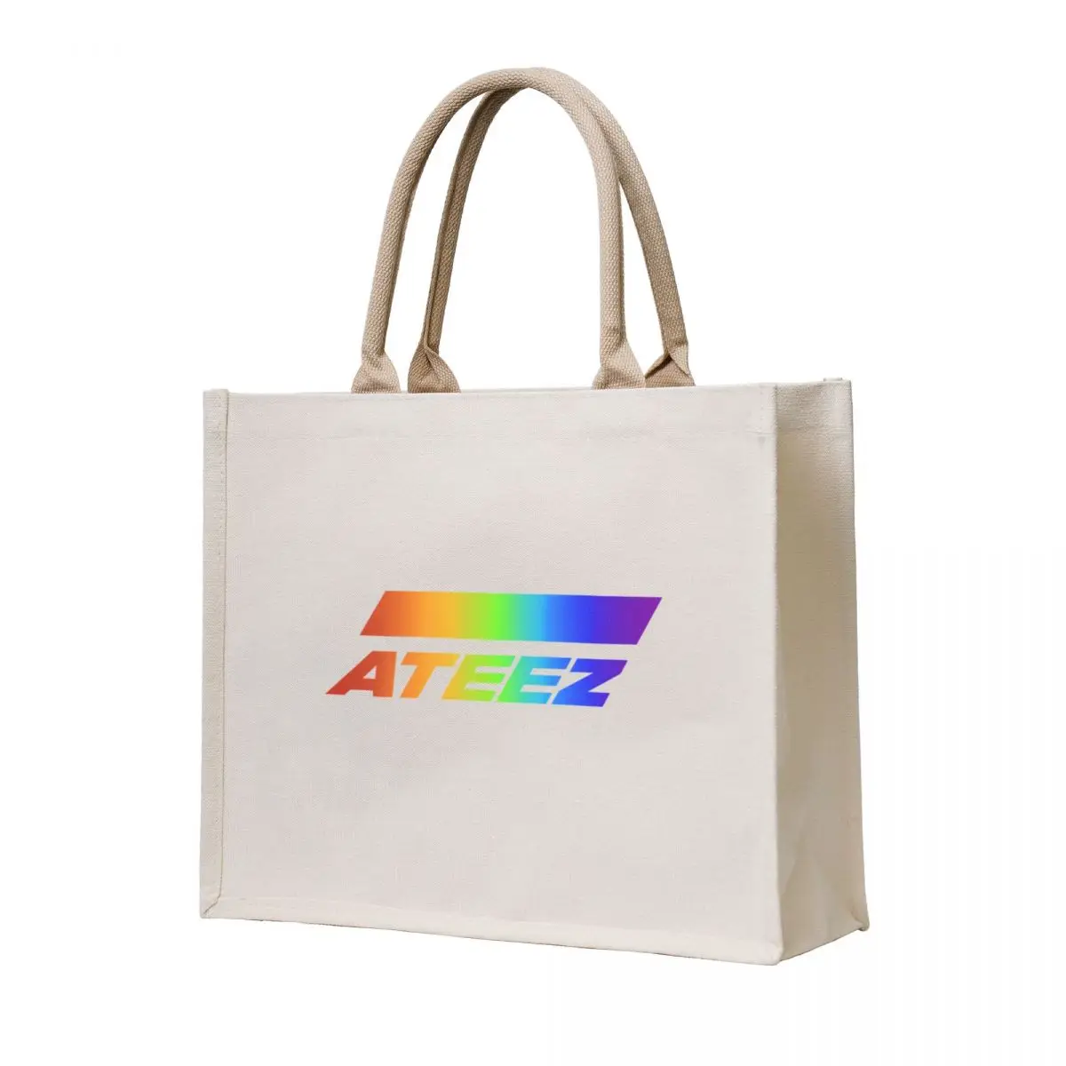 

Ateez Rainbow Logo Tote Bag great bag custom fabric bag shopping bags foldable for beach