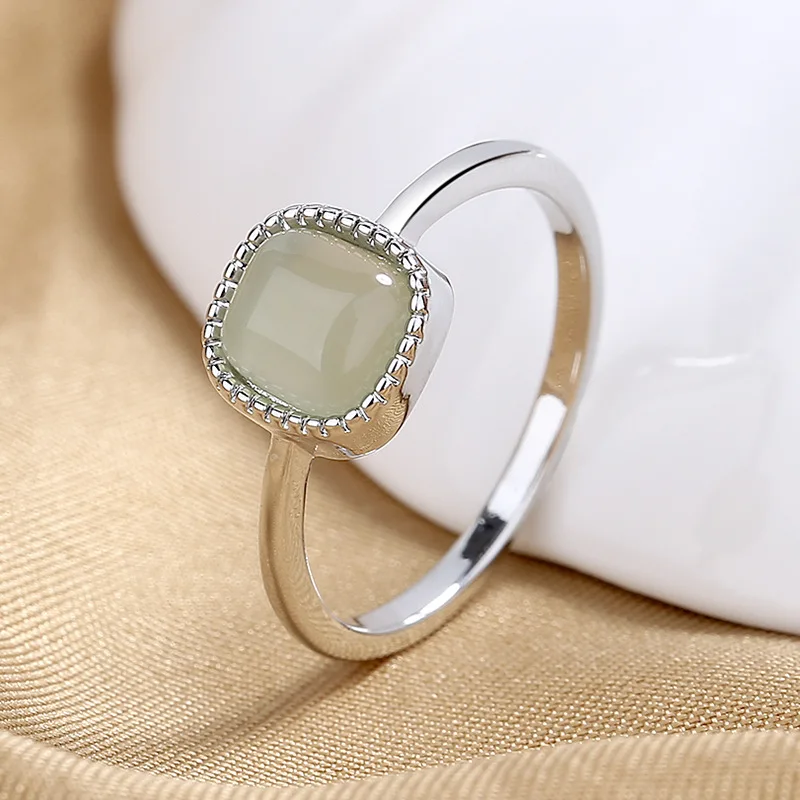 

Antique Cat's Eye Small Square Sugar Ring Women's High-end New Arrival Artificial Jade Finger Ring Light Luxury Niche Design