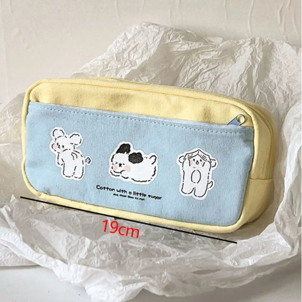 Cute Puppy Print Zipper Pencil Bag Multi-function Large-capacity Stationery Case Storage Bag Student School Supplies