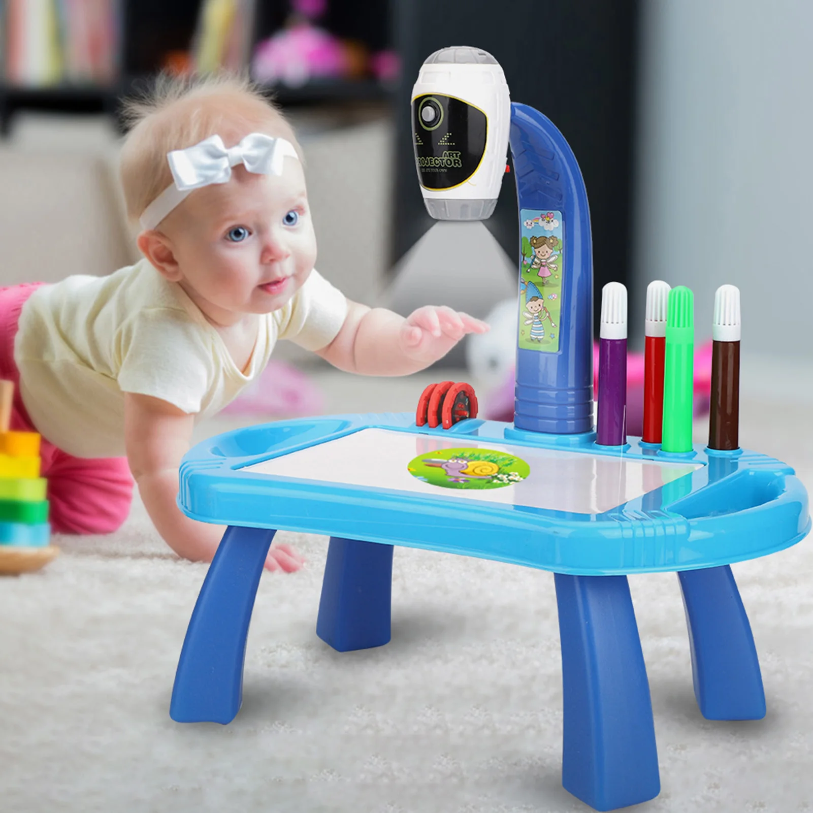 ZK40 Educational Drawing Toys Set Painting Toy Projector Desk Tablet Learning Toy Tool Gifts