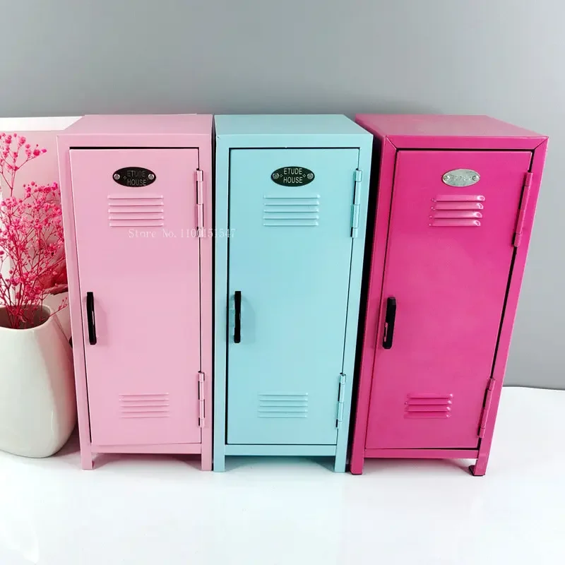 Iron Storage Box Dormitory Storage Cosmetics Paper Money Keys Bank Cards and Other Desktop Small Items Mini Locker Cabinet