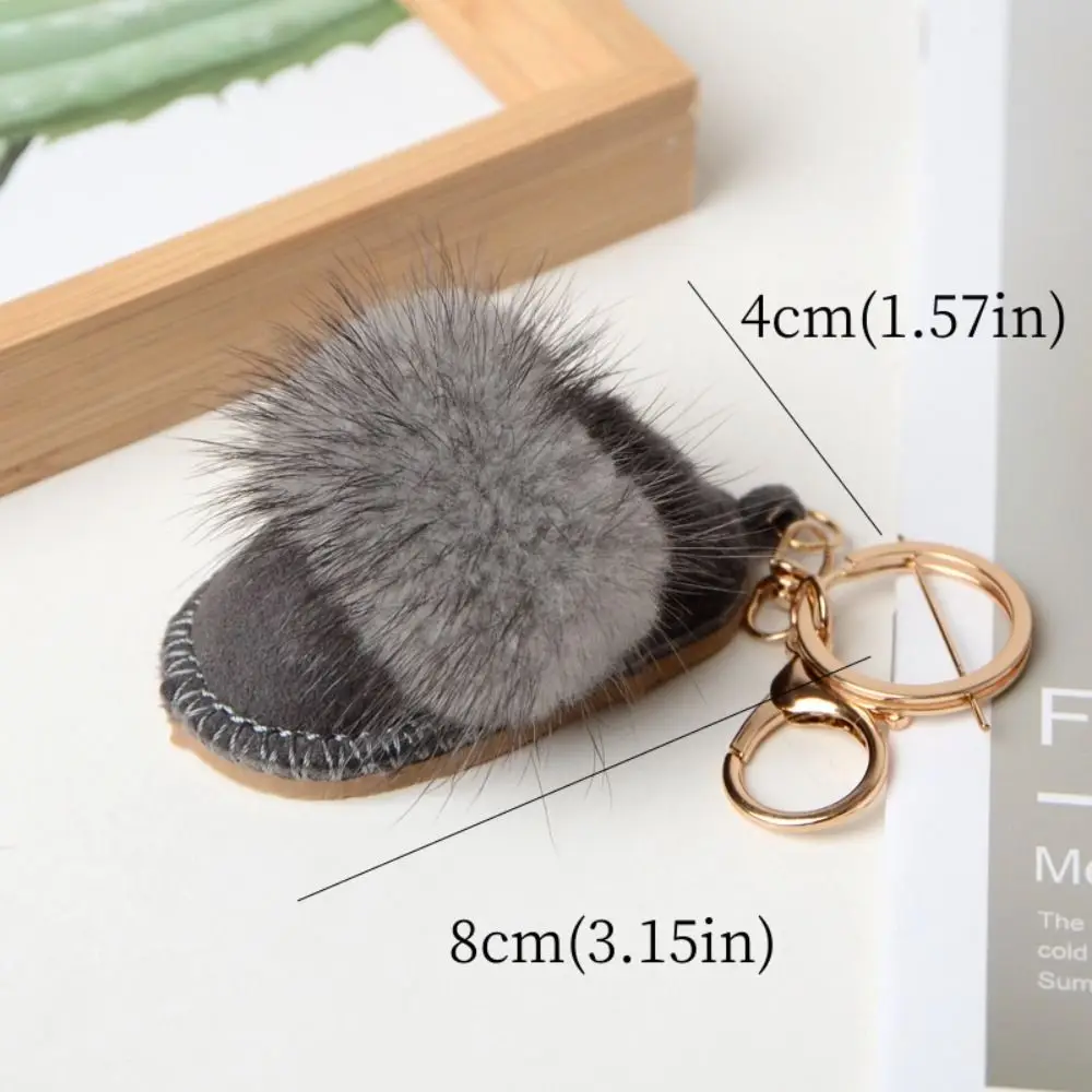 Fashion Fluffy Little Boot Keychain Cute Leather Mink Hair Doll Pendant Toys Key Decor Car Keyring Winter