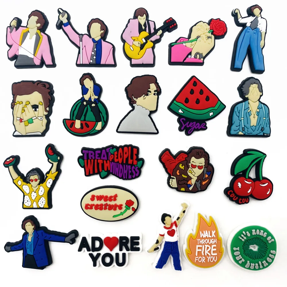 20pcs Hot Selling Cartoon New Popular Singer Shoes Accessories Anime Hole Shoes Buckle Diy Decoration Removable Girl Boys Gifts