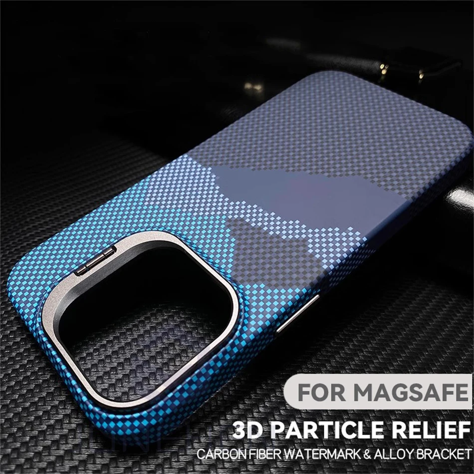 Funda delgada Mganetic de carbono mate de lujo para lente con soporte Magsafe, cubierta personalizada con estampado de nubes para iPhone 16 15 14 13 Pro Max