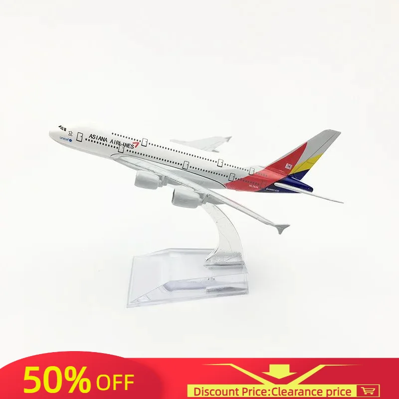 Aircraft model Ornaments16CM Asiana AirlinesA380 Diecast Aviation Plane Collectible Miniature Toys for Boys Dropshipping