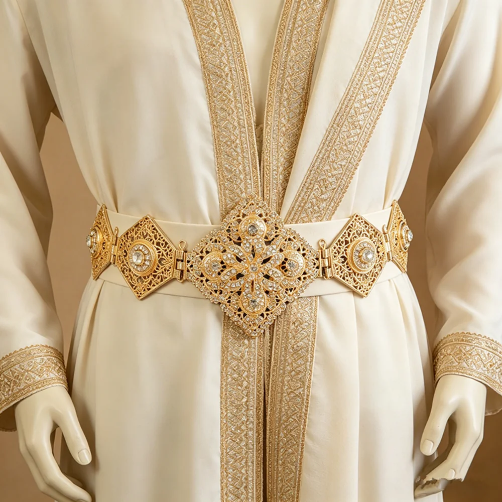 Middle East Court Style Carved Embedded Rhinestone Belt Vintage Luxury Wedding Dress Waist Seal Accessory