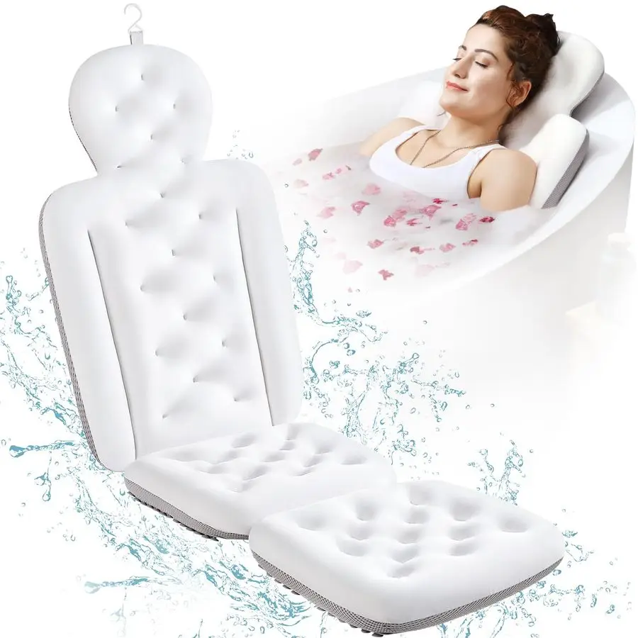 

Body Bath Pillow for Bathtub, Thick Bathtub Cushion with Laundry Bag, Luxury Tub Pillow for Bath for Headrest Neck and Back Supp