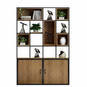 

Wrought iron partition rack New Chinese Bogu rack Simple industrial style bookshelf Locker Office porch