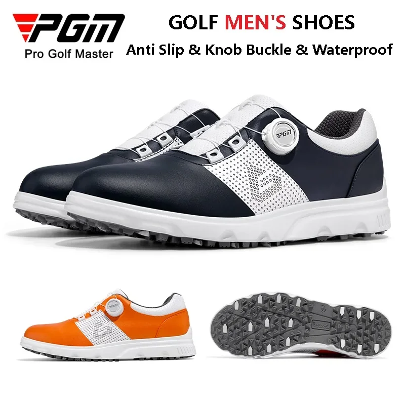 

PGM Men Waterproof Knob Buckle Golf Shoes Male Breathable Anti-sweat Sneakers Men Microfiber Non-slip Sneakers Casual Footwear