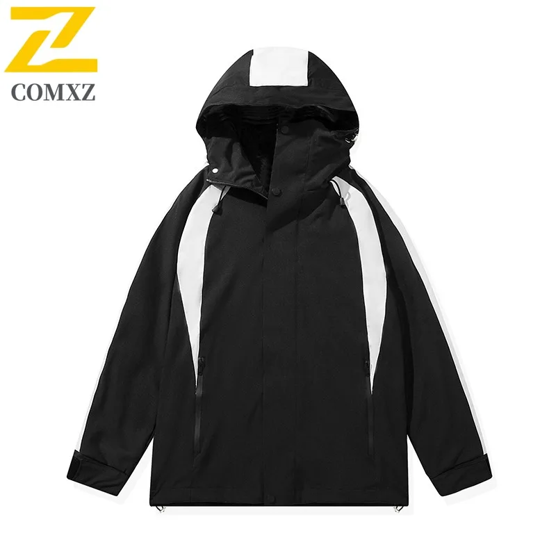 

COMXZ 2025 весенне-осенняя уличная ветровка для мужчин и женщин, пальто с цветными блоками, водонепроницаемая ветрозащитная куртка для альпинизма 23588