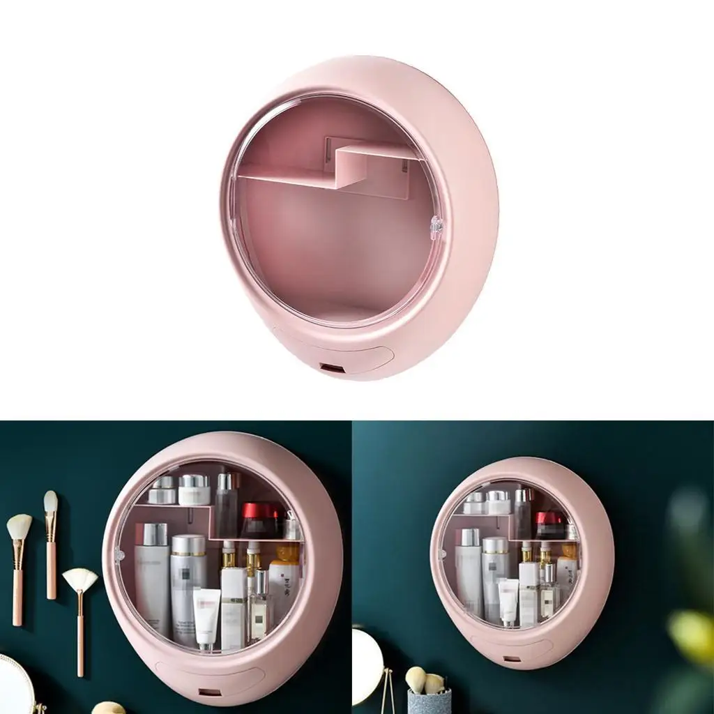Wall Mounted Makeup Cosmetic Storage Box Cabinets Organizer NO DRILLING