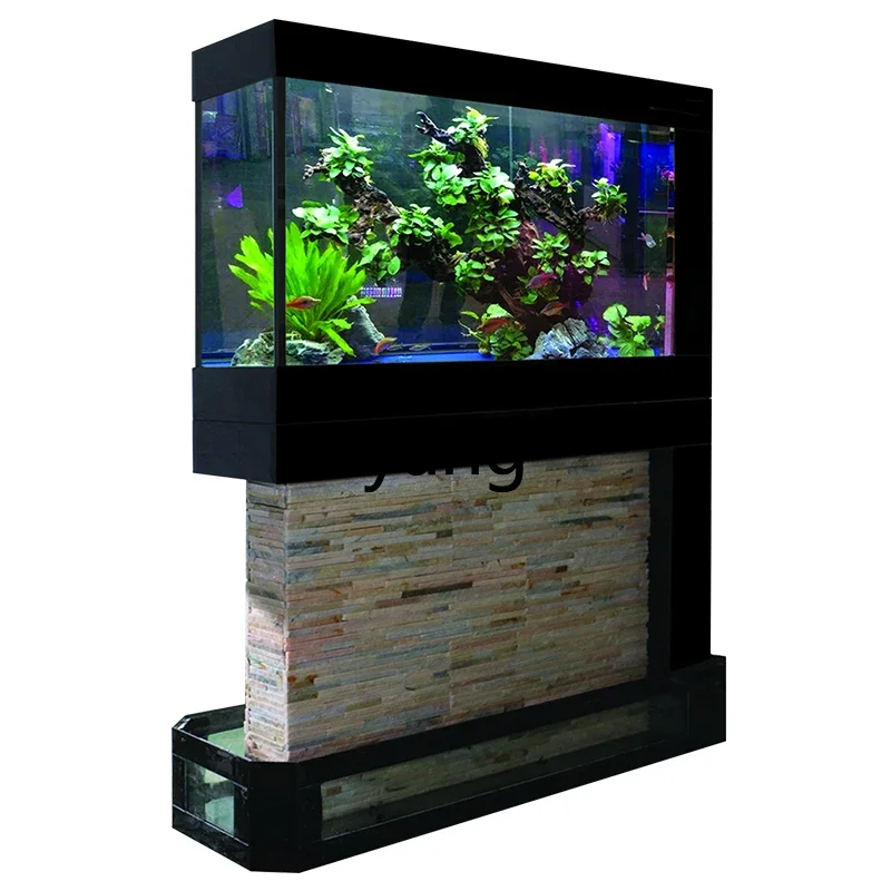 YHM living room curtain wall water and land screen partition fish tank