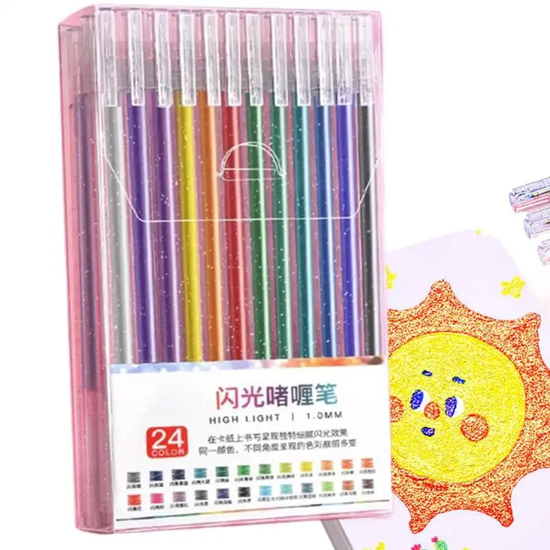 Glitter Pens Coloring Gel Pens Glitter Set Coloured Writing Pens Set For Kids Adults Coloring Books Cards Journaling Crafting