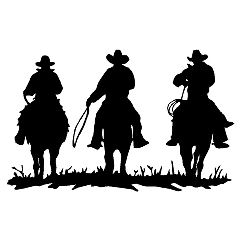 Car Stickers Personality Cowboy Horse Three Riding Cowboy Hat Vinyl Decals Car Motorcycle Bumper Body Rear Window Decals,18cm