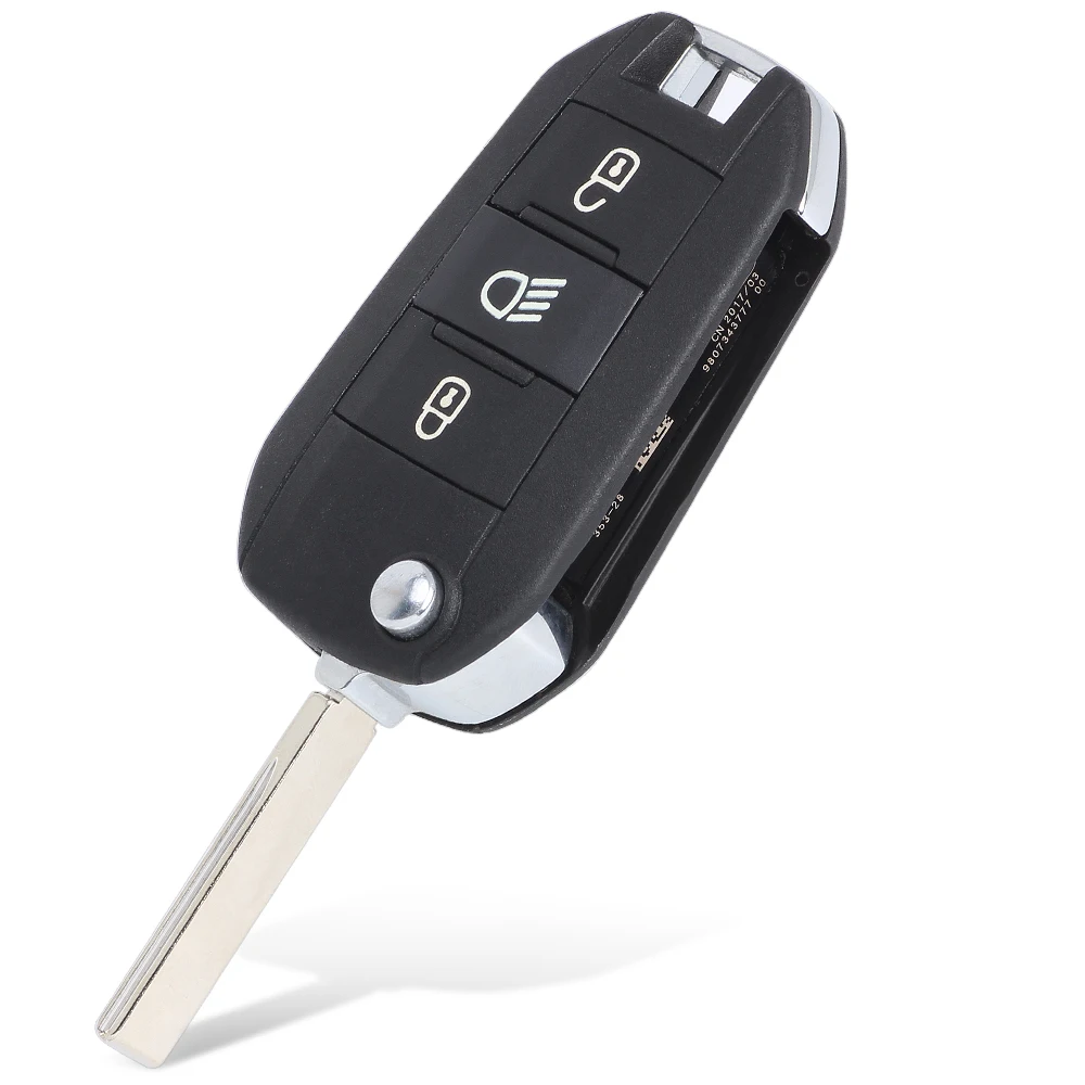 DIYKEY Original OEM Flip Remote Key Fob 3 Button 434MHz HITAG PCF7941 46 Chip for Peugeot 308 / 3008 / 508 / 5008 5FA01035304