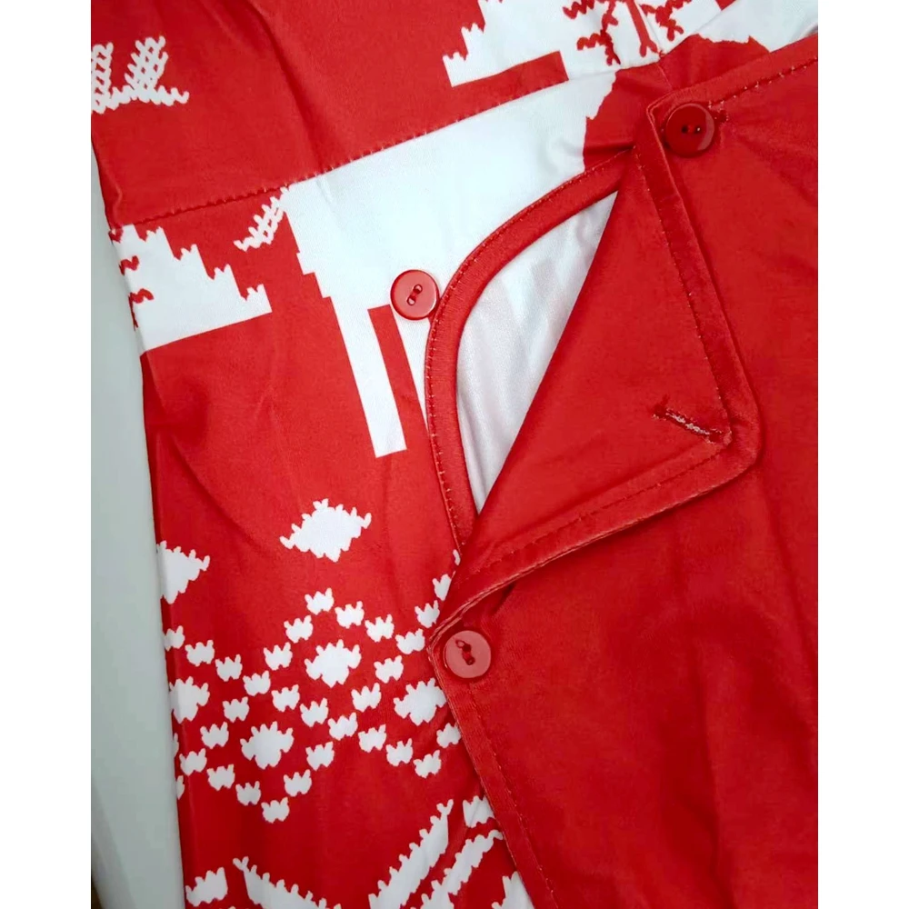 أزياء المرأة ندفة الثلج الأيائل طباعة زر الجبهة ضئيلة بذلة مثير طويلة الأكمام الخامس الرقبة الكبار نيسيي لعيد الميلاد السنة الجديدة #4