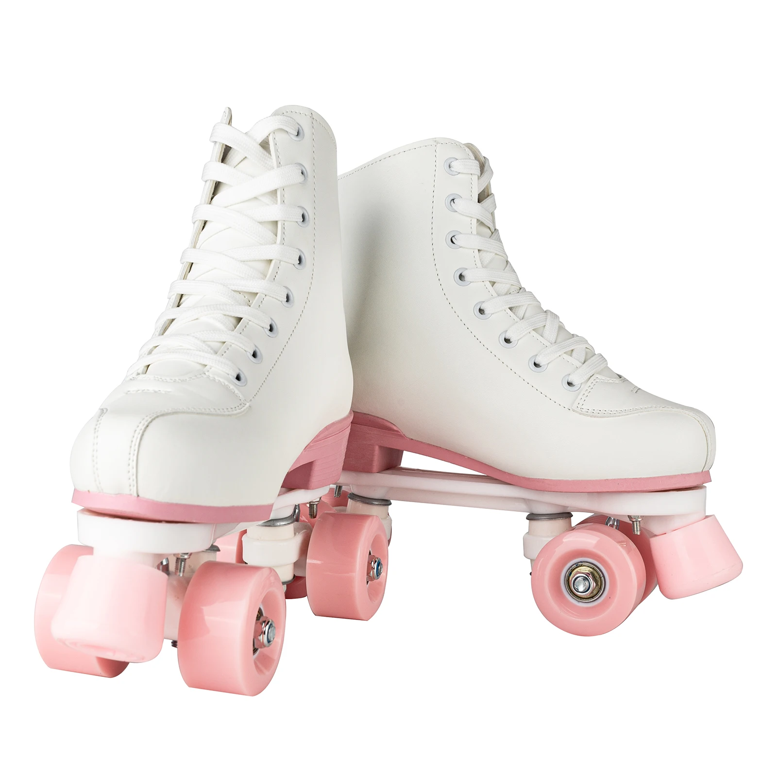 Size 32-40 Flash Double Row Roller Skates White Women Girls Beginner 4 Wheels Skate Shoes Outdoor Skating Training Quad Sneakers