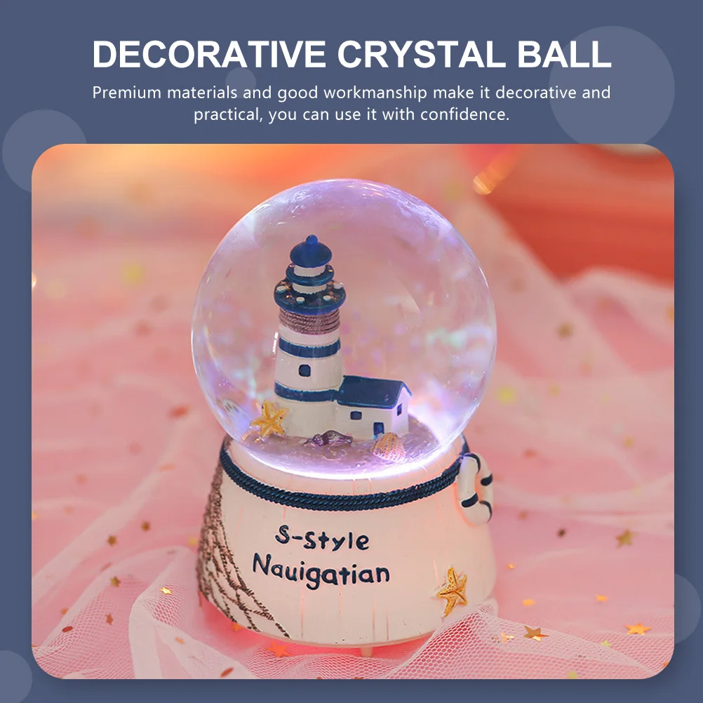 

Mediterranean Style Resin Glowing Crystal Ball Music Box Romantic Home Decoration Desktop Ornament Gift Music Crystal Ball