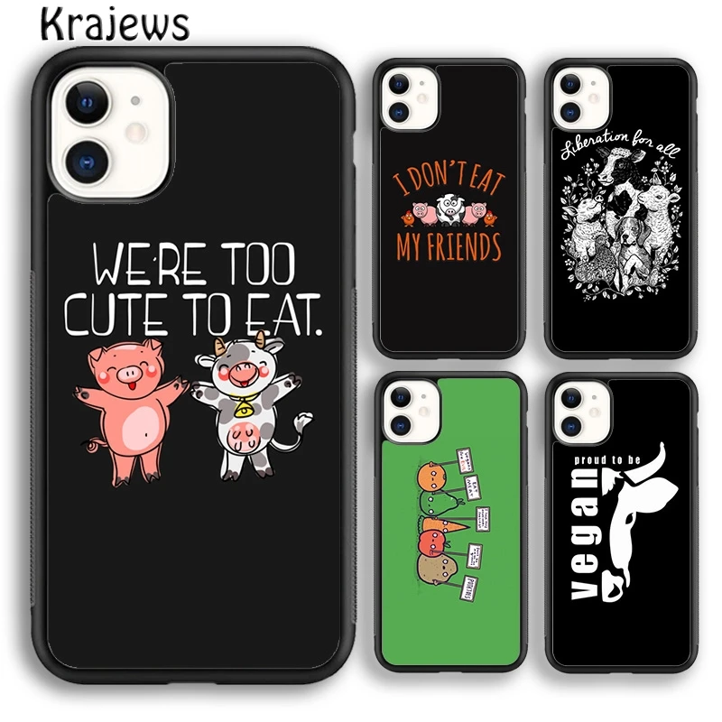 Krajews Vegan Vegetarians Animal Love Quotes Phone Case Cover For iPhone 16 15 14 plus XS XR 11 12 mini 13 pro max