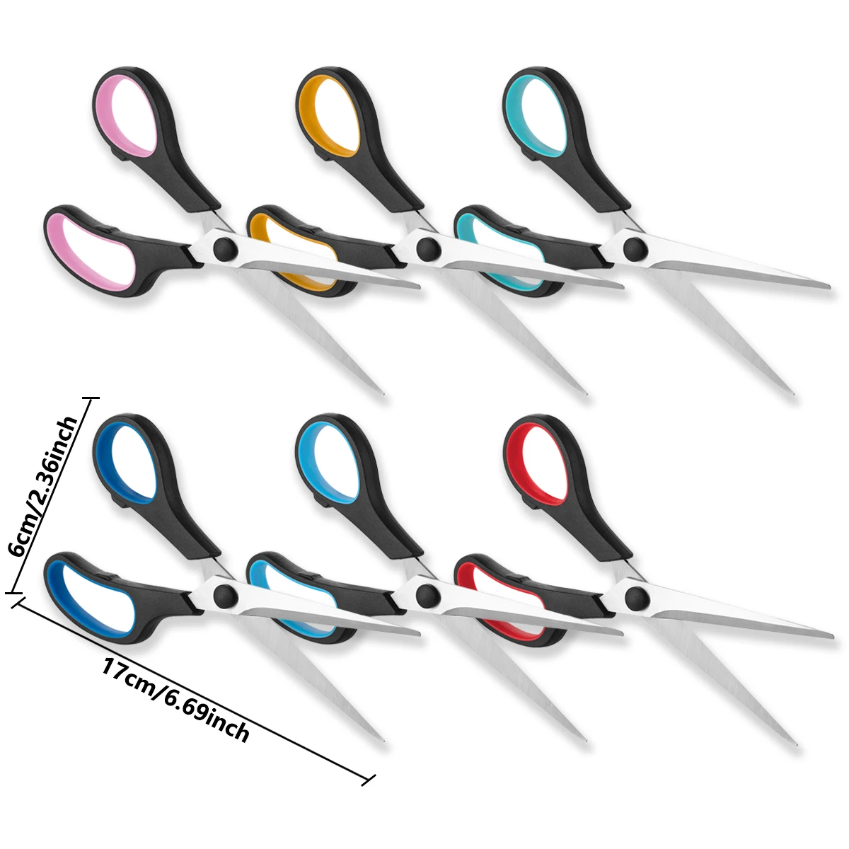 Multicolor Soft Grip Premium Stainless Steel Multi-Purpose Scissors, Ambidextrous for Daily Cutting, DIY Craft, School & Office