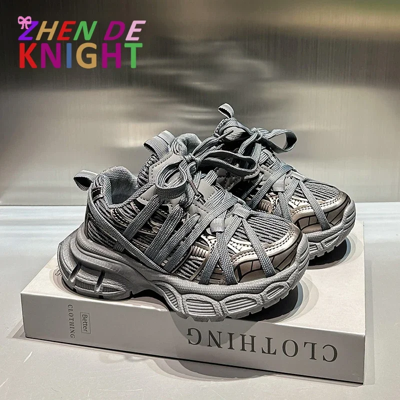 

2025 Comfort Walking Shoes for Child Zapatillas De Ninos Purple Kids Trendy Sneakers Lace-Up Platform Children's Designer Shoes